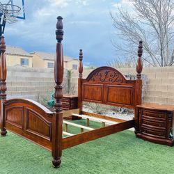 BEAUTIFUL CAL KING BED FRAME & NIGHTSTANDS (2) GREAT CONDITION 👌🏻🥰 FREE DELIVERY 🚚 FIRST FLOOR 