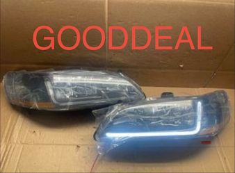 #46 NEW 98-02 Honda Accord LED bar Black Halogen Headlight Pair light lamp