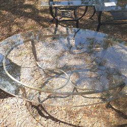 Vintage Oval Glass Top Coffee Table 
