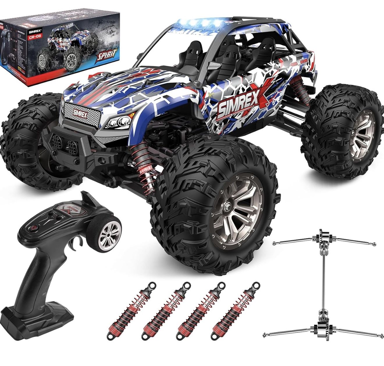 1/16 Scale Hobby RC Car, 36 KPH High-Speed 4WD RC Truck, 2.4 GHz Remote Control Car, All-Terrain Electric Vehicle, 4X4 Remote Contral Moster Truck for