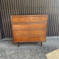Vintage MCM Dixie Tallboy Walnut Dresser 
