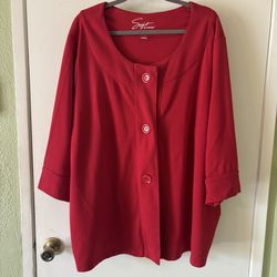 Soft By Avenue Collarless Cardigan Red Size 30/32 Plus Size Women’s