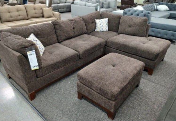 Brand New Brown Sectional Sofa Couch With Ottoman