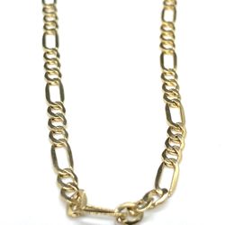 14k Oro Amarillo Linda Cadena Estilo Figaro