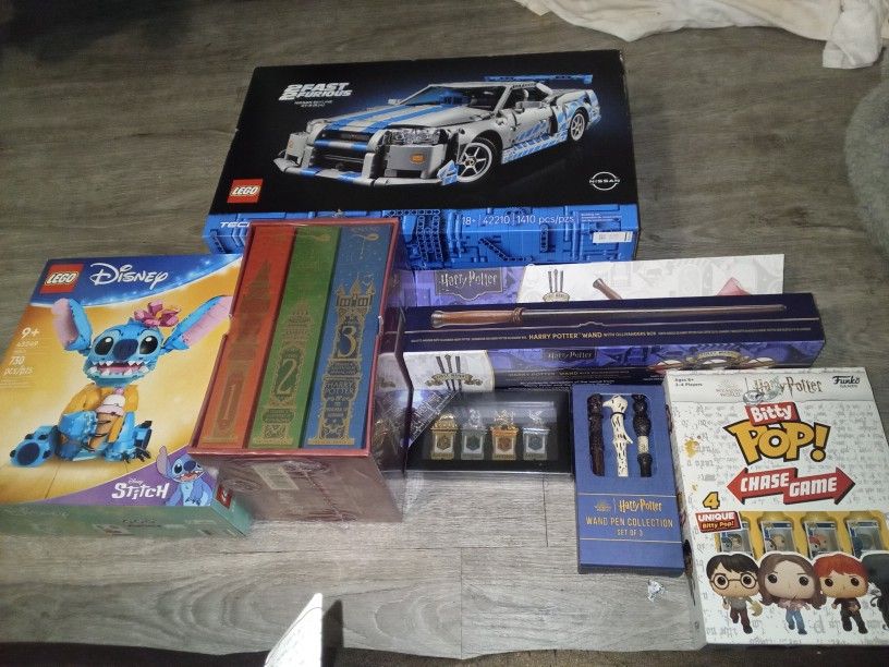 Legos, Harry Potter Books & Collectibles , Harry Potter Wand ,Harry Potter Bitty Funko Pop ,And Harry Potter Pendants ,An Wand Pens