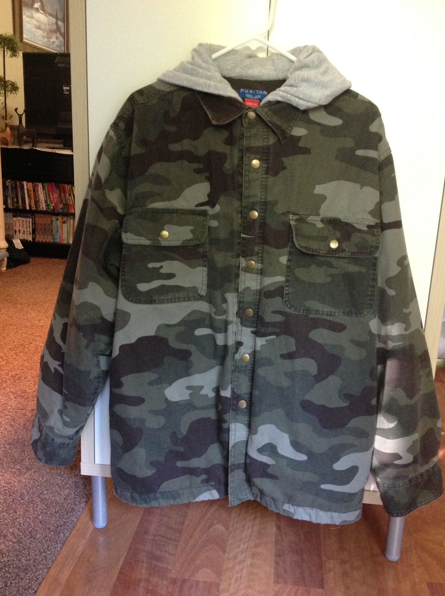 PURITAN Men's Camouflage Jacket with Hoodie - Size L (42-44)