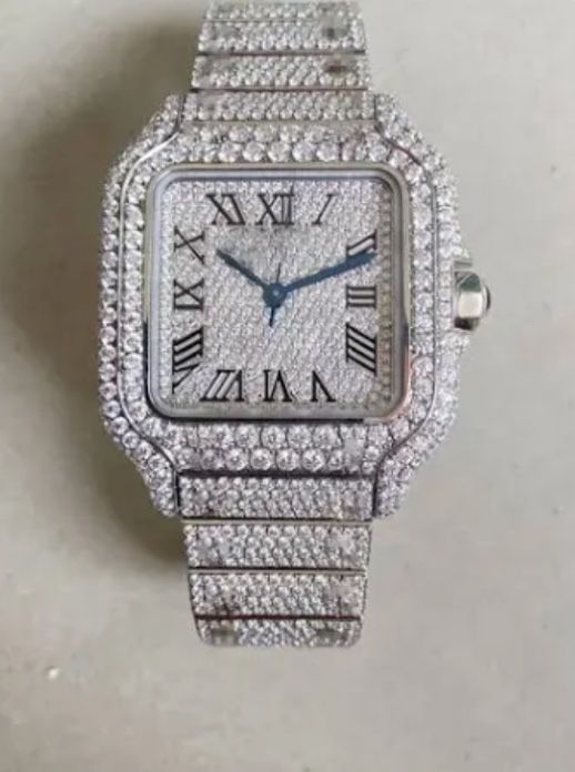 Luxury Iced-Out Roman Dial Watch