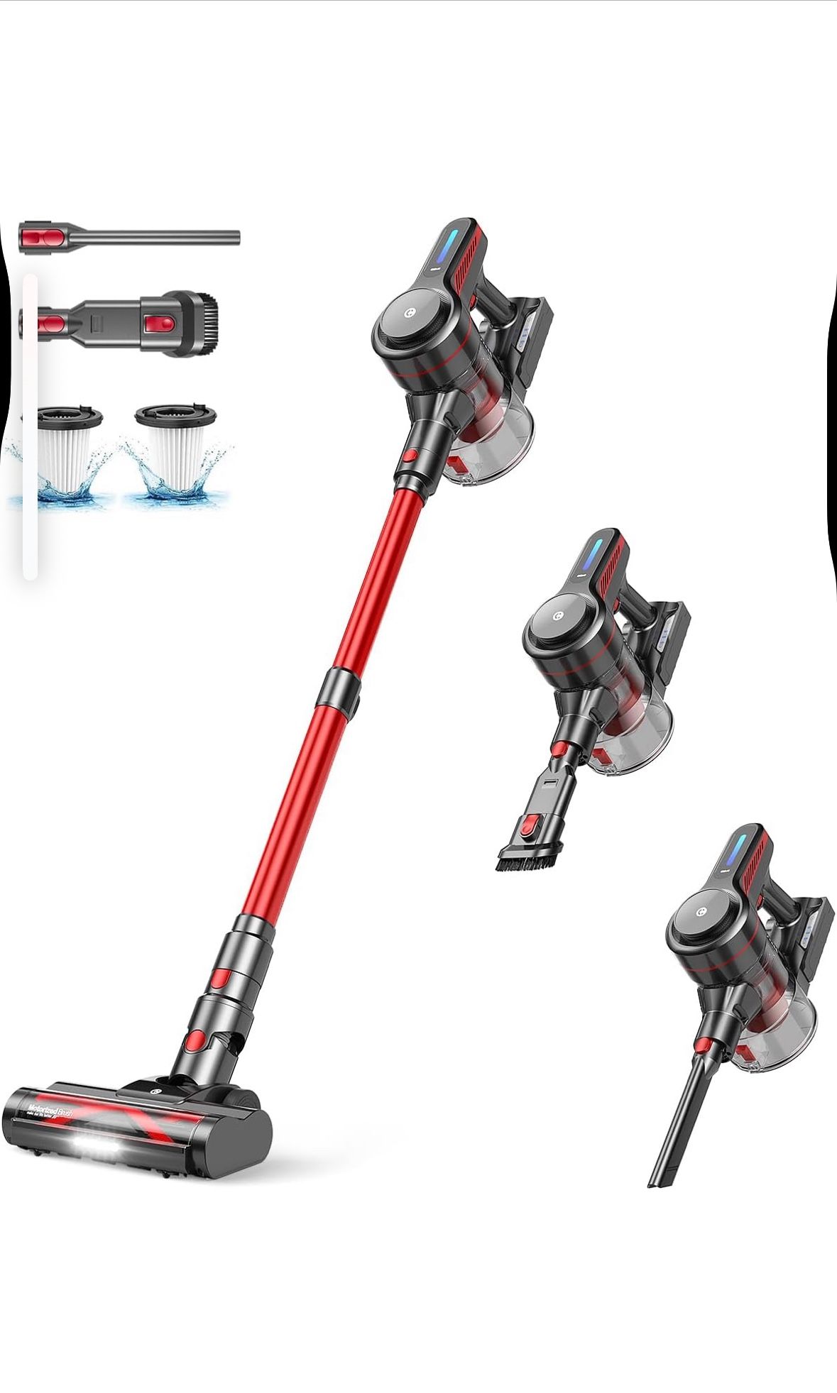 Chebio A16 Cordless Vacuum Cleaner 1.5 Liter Capacity Lightweight Adjustable Red