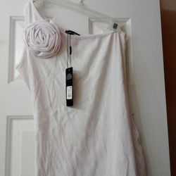 White Fashion Nova Ribbed Dress 1x