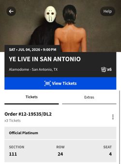 Kanye West Alamodome Concert Tickets - (Section 123 / Row 32) - July 4th