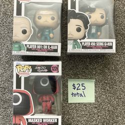 Funko Pop - Squid Games - Player 001, 456, Masked Worker (1223, 1222, 1226)