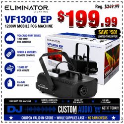 Professional High Output Fog Machine with Wired/Wireless Remote 1200 Watts Eliminator VF1300 EP 🚨 Payment Options Available 🚨 No Credit Needed 🚨