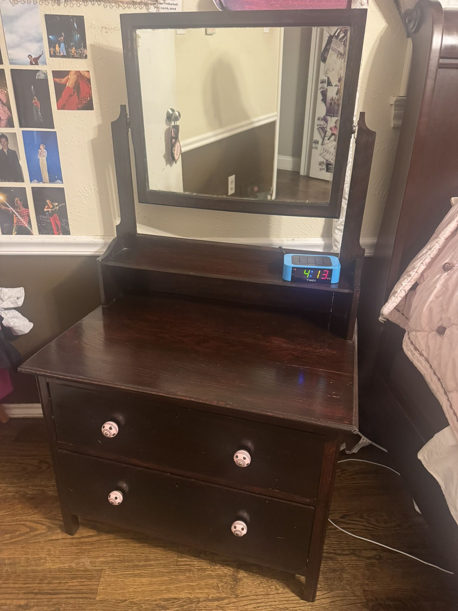 Wooden Dresser With Mirror