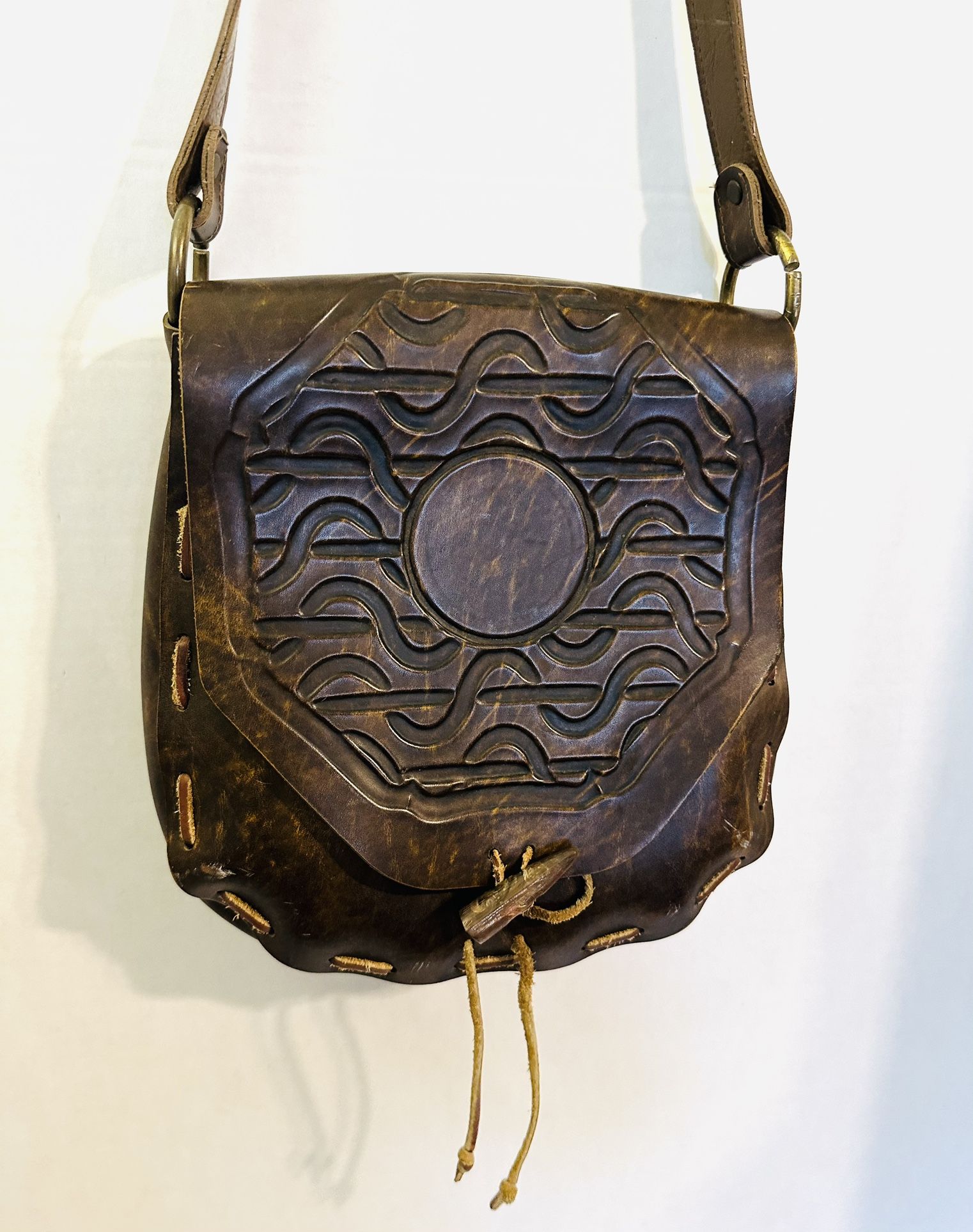 Vintage Blackhorn Leather Hand Crafted Artisan Shoulder Bag