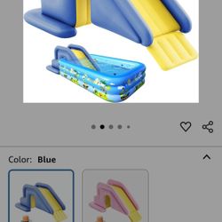 Inflatable Pool Slide, 78.7x33.5x31.5 Inch PVC Swimming Pool Slide, Wide Water-Fillable for Outdoor, Indoor, Backyard, Blue
