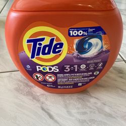 TIDE 42 PODS OF 3 IN1,  YOU GET 5 CONTAINERS FOR $50.00
