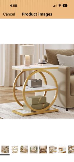 Tribesigns End Table with Storage Shelves, 3-Tier Wooden