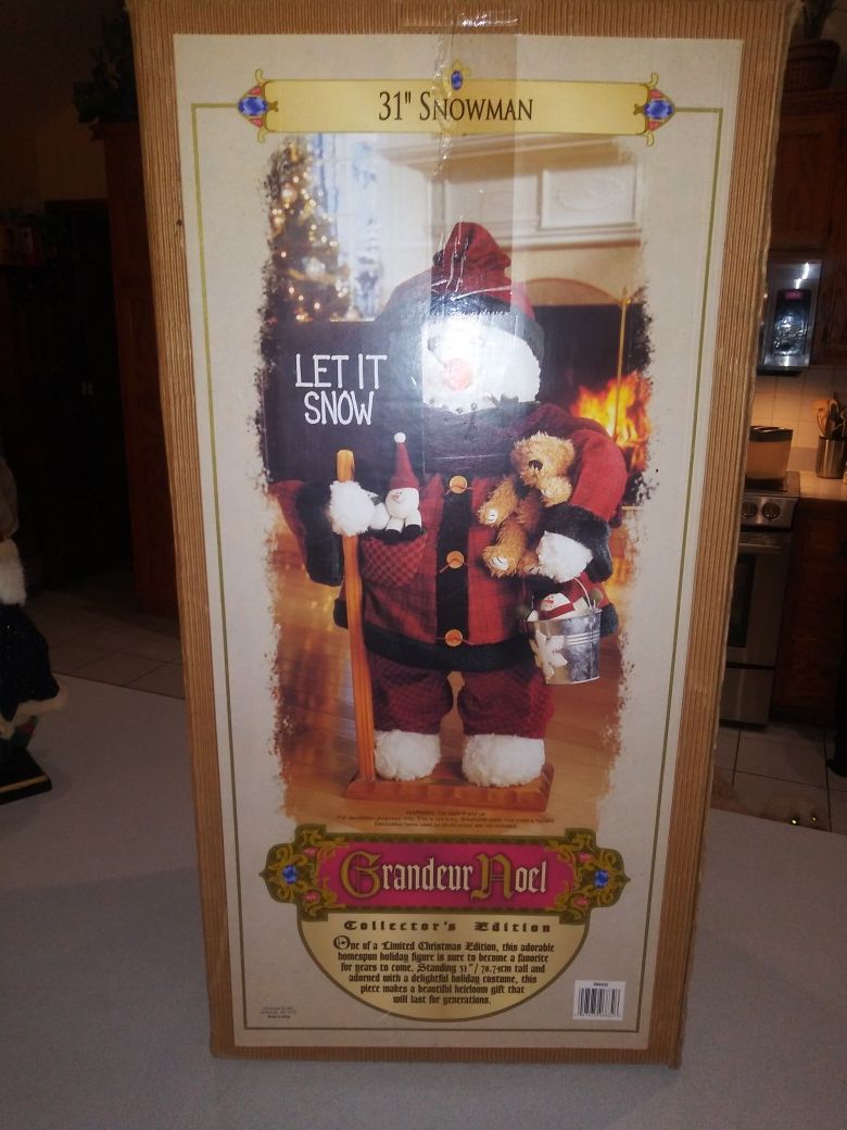 RARE VINTAGE 2000 COLLECTOR'S EDITION GRANDEUR NOEL 31 INCH SNOWMAN