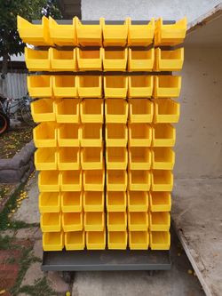 Uline storage organizing bins with cart. 120 bins. 11"x5"x5.5".