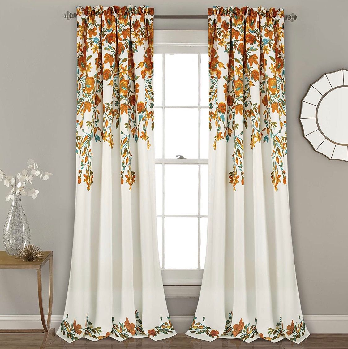 {ONE SET - TWO PANELS} Saffr Walden floral room darkening thermal rod pocket panels - 84” x 52”. 100% polyester. MSRP: $130. Our price: $38 + Sales ta