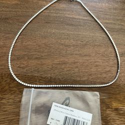 Micro Tennis Necklace Chain, 20” - White Gold 