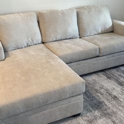 Light Beige Bonaterra 98” Modern Sectional Sofa Set with Matching Ottoman by Living Spaces