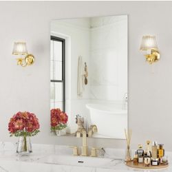 Antok Frameless Bathroom Mirror, 20"x28" Rectangular Wall Mounted Mirror for Bathroom, Frameless Vanity Mirror for Bedroom, Entryway, Living Room
