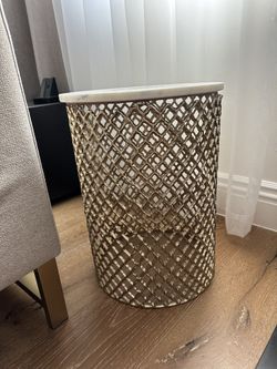 Round Gold Marble End Table