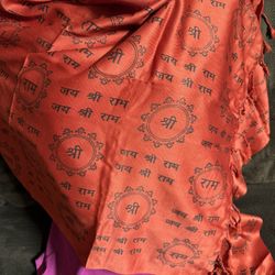 JAI SRI RAM India RUST RED ISKCON Dupatta Wrap Scarf Stole Chunri shawl Hindu