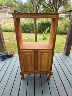 Vintage Solid Wood Microwave Stand / Coffee Bar Storage Cabinet