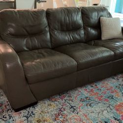 Grey Leather Couch And Loveseat Set