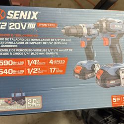 SENIX X2 20 Volt Max* 2-Piece Cordless Power Tool Kit with Battery Powered 1/2-Inch Drill Driver and 1/4-Inch Impact Driver, Includes Storage Bag, 2 2