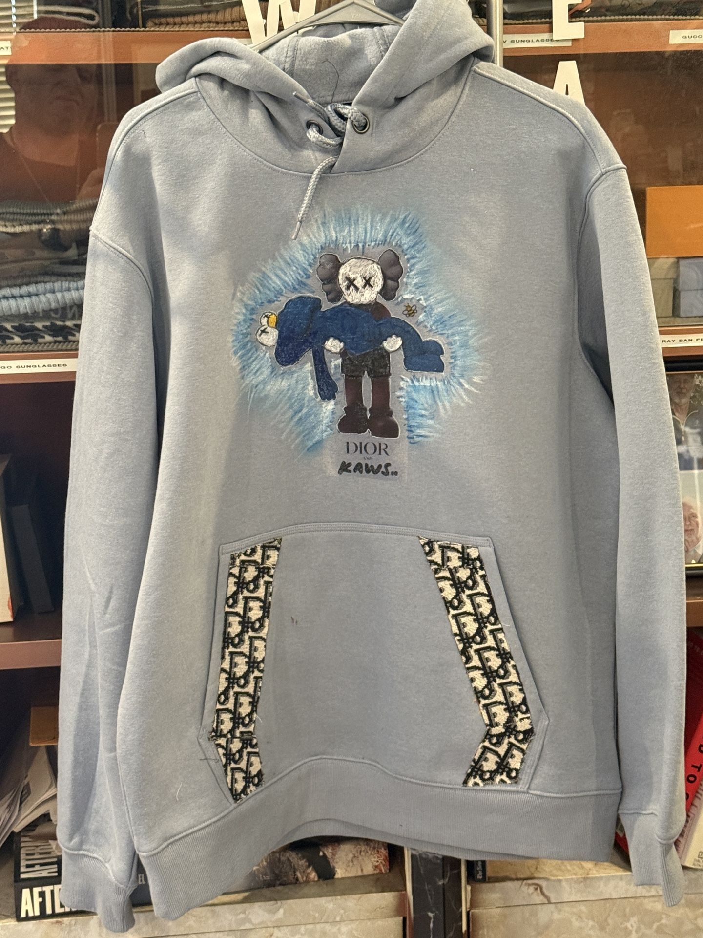 New Mens Large KAWSXDoir Hoodie With Designer Kangaroo Pocket