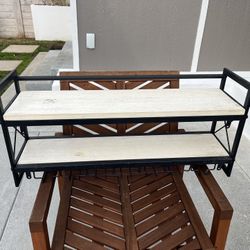 Two-Tier Metal & Wood Shelf w/ Wine Glass Holders 30 inches long by 8 inches Wide