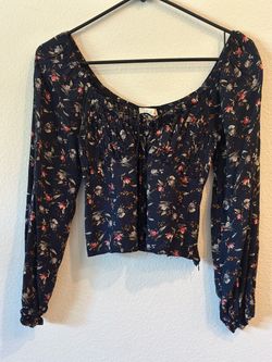 Floral Long Sleeve Crop Top