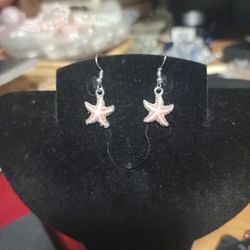 Stainless Steel Pink Starfish Earrings New