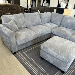 Corduroy Sectional Sofa With Ottoman New In Box