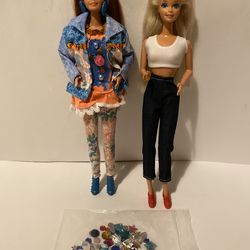 Vintage’ 93 Barbie Paint ‘N’ Dazzle Redhead Doll and ‘93 Jewel & Glitter Blonde Redressed