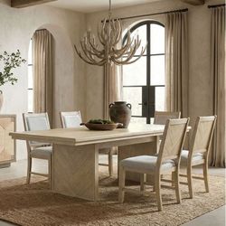 7 Piece Dining Set - Natural Tone Color - Table & 6 Chairs