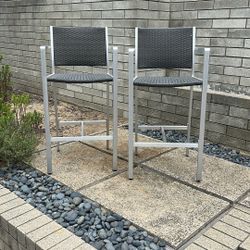 Two Tall Chairs Stools Seats Metal Modern  Indoor Outdoor 