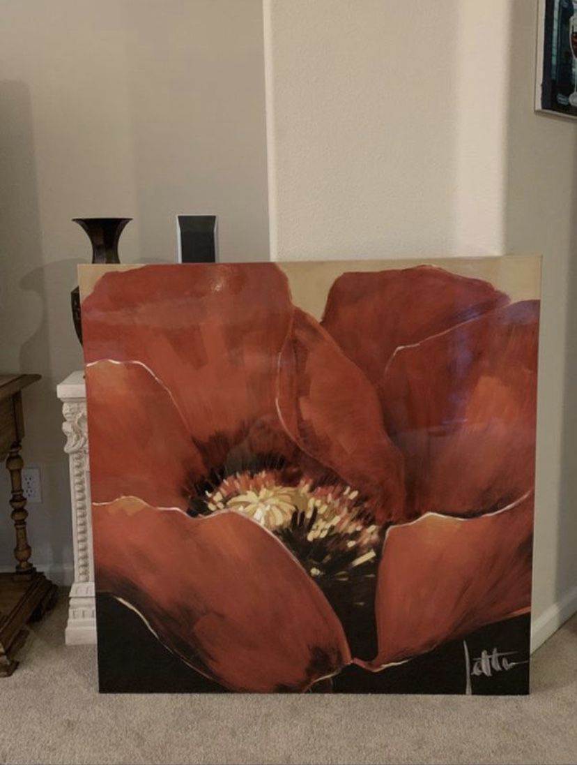 Gorgeous Red Flower Wall Art!