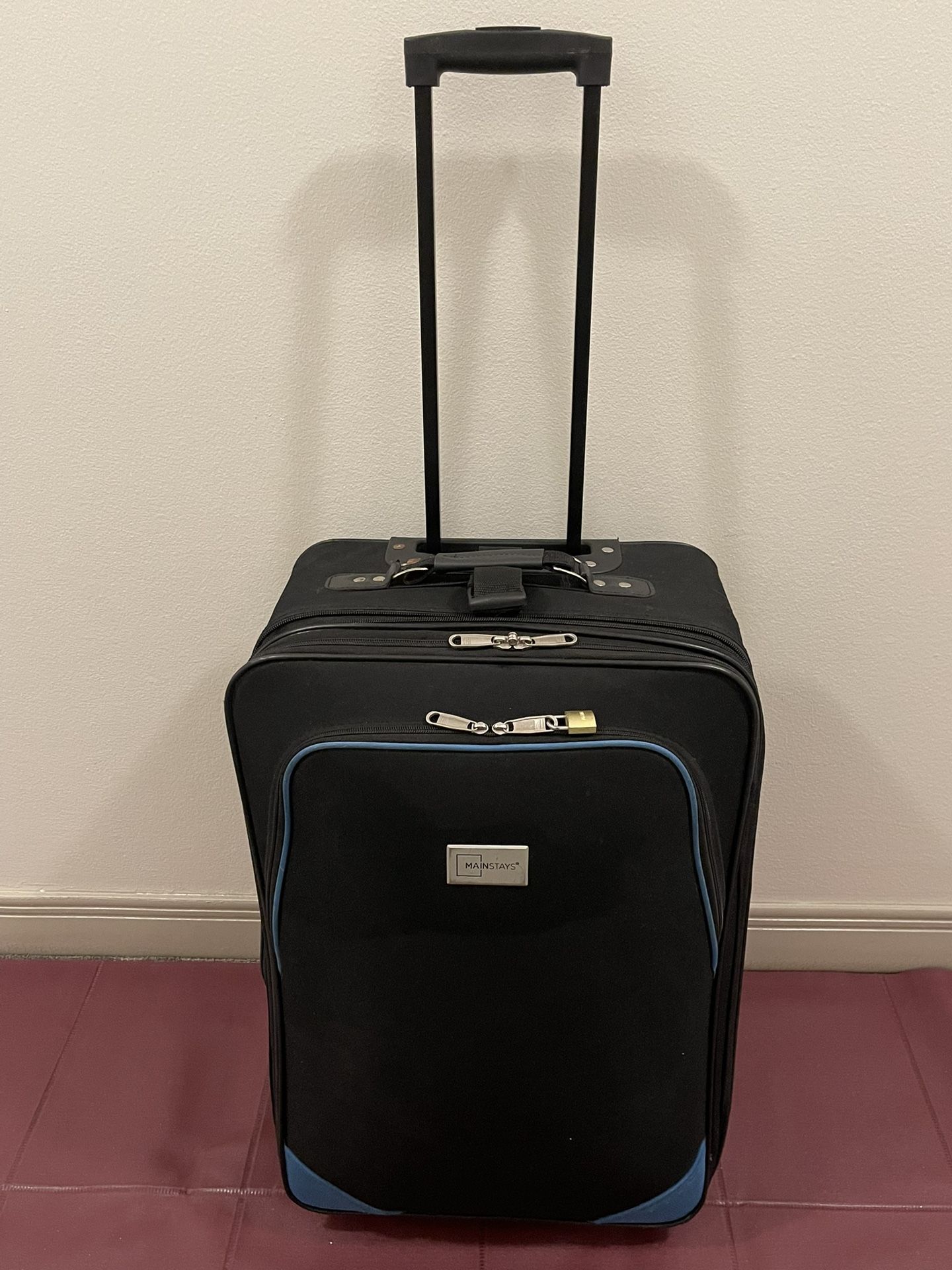 LARGE, 25"H (incl. wheels) x 16"W x 10.5" D (+1" extra expansion), 2-Wheel, Black, Soft-Side LUGGAGE - posted price is firm.