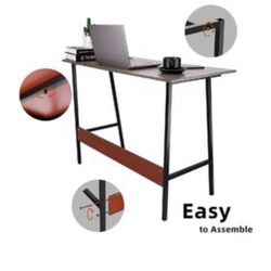 (NEW) Computer Desk, Easy Assembly, Laptop Study Table 39" Writing Desk, Home Office Desk with Wood Block Support, Trapezoidal S