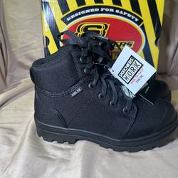 Skechers Work Rotund Darragh Steel Toe Boots Womens 5 Black Memory Foam EH Safety New