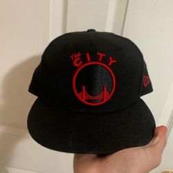 Golden State Warriors 59Fifty New Era Fitted Hat- Black And Red