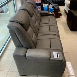 The Man-Den Gray Power Reclining Sofa