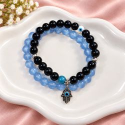 Evil Eye Hamsa Beaded Bracelet Set