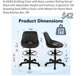 Drafting chair with back