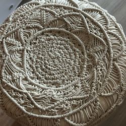 Boho Macrame Organic Ottoman 