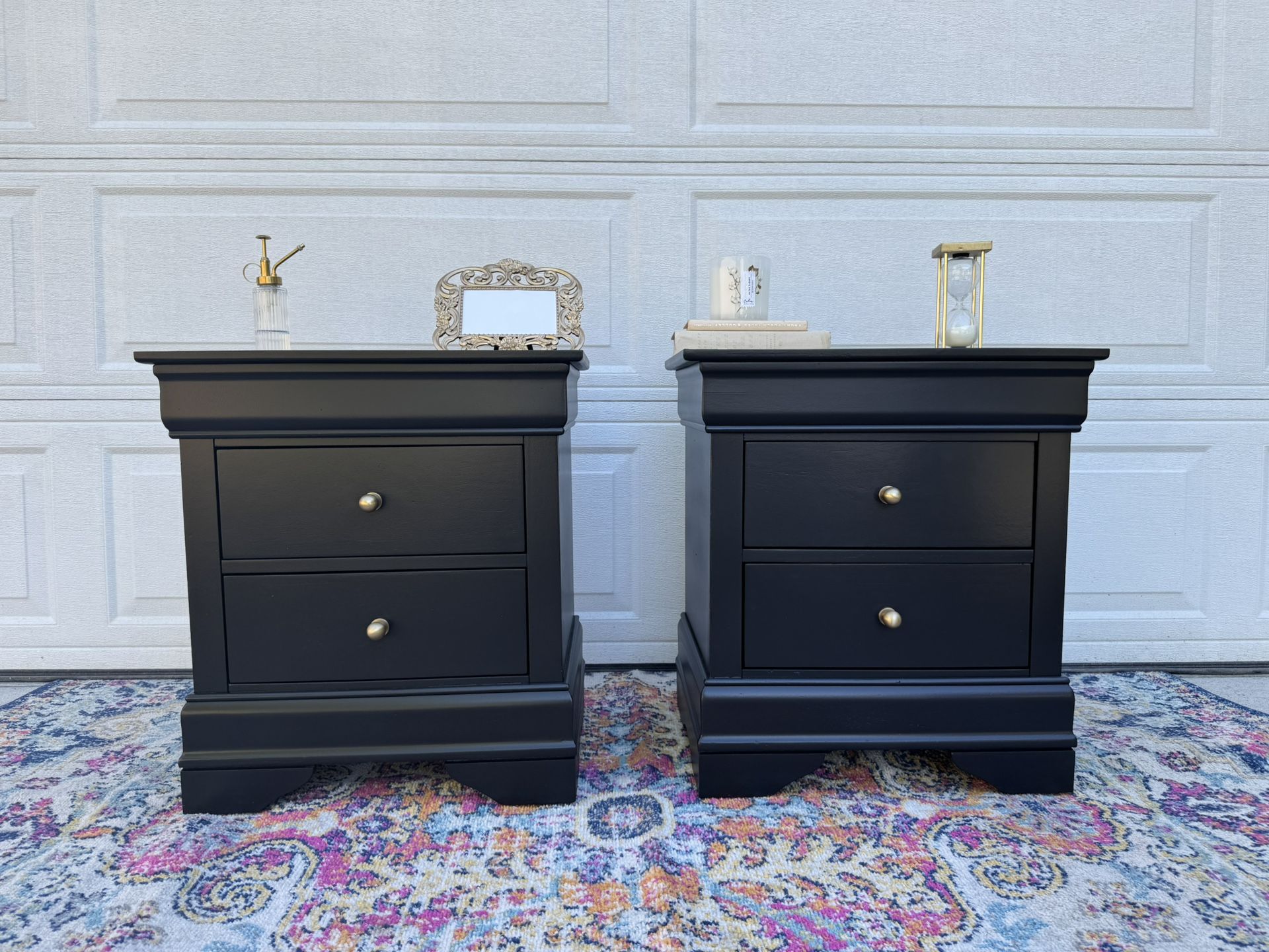 Refinished Black Nightstand Pair